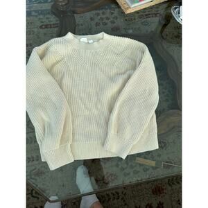 Gap Kids Girl Cream Cotton Textured Knit Crewneck Pullover Sweater Size Medium